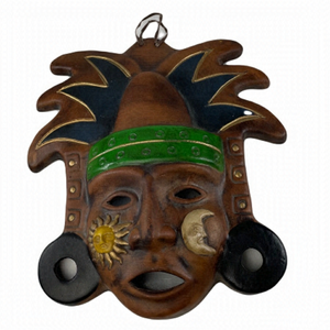 Sun & Moon Red Clay Tribal Mask